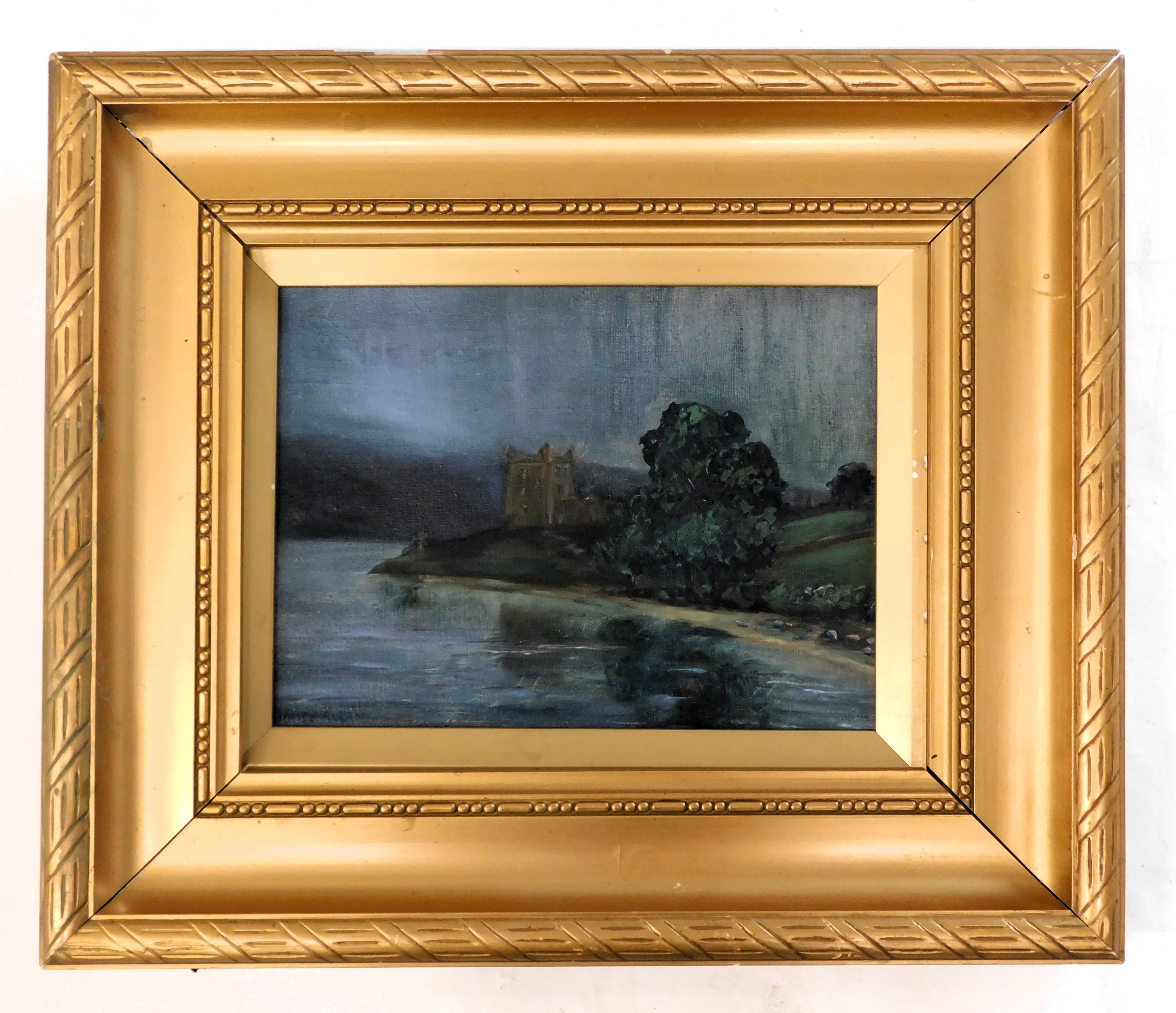 James Allan. Coastal scene with castle, oil on canvas, signed, 21.5cm x 29cm. - Image 2 of 5