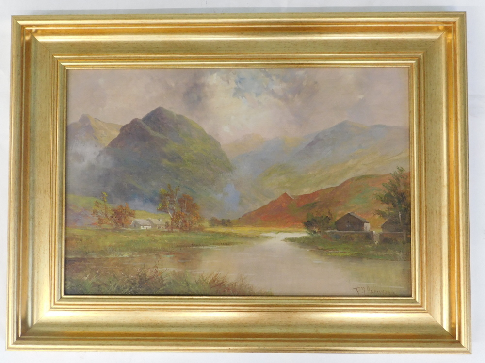 Francis E. Jamieson (1895-1950). Mountain river landscape, oil on canvas, signed, 39cm x 59cm. - Image 2 of 4