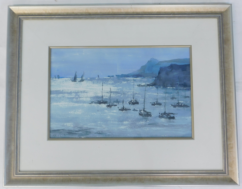 20thC School. Coastal scene with sailing boats, watercolour, signed, 35cm x 54cm. - Image 2 of 4
