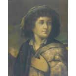 V. Sidoli. A young shepherd, oil on canvas laid on board, signed, 48cm x 38cm.