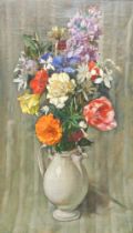 Romano Parmeggiani (1930-2002). Floral still life, oil on canvas, signed and dated 1960, 49cm x 28.5