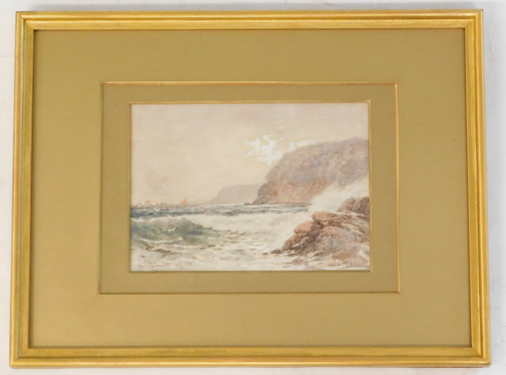 Ernest H. Longdon (19thC/20thC). The Devon Coast, watercolour, signed, dated 1906, titled verso, 12c - Image 2 of 6