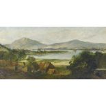 Horatio McCulloch (1805-1867). View of a Loch, oil on board, attributed on mount, 25cm x 49.5cm. Lab