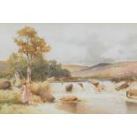 Harold M. English (1890-1953). Young girls by a stream, watercolour, signed and dated (19)10, 28cm x