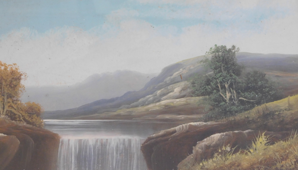 Early 19thC School. Landscape with river, coloured gouache, 30cm x 45cm another similar, print signe - Bild 2 aus 8