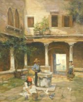 William Logsdail (1859-1944). The Courtyard of San Gregorio St Della Salute Venice, oil on board, si