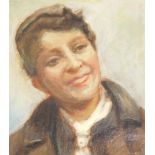 19thC Continental School. Head and shoulders portrait, oil on canvas, 19.5cm x 16.5cm.