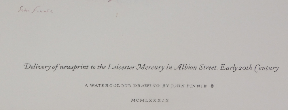 John Finnie. Delivery of newsprint to the Leicester Mercury on Albion Street, Early 20thC artist sig - Image 3 of 4