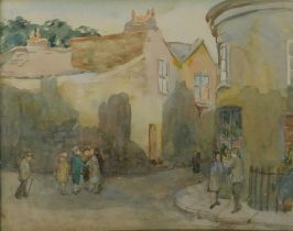 20thC British School. Figure on street scene, watercolour, 17cm x 21.5cm.