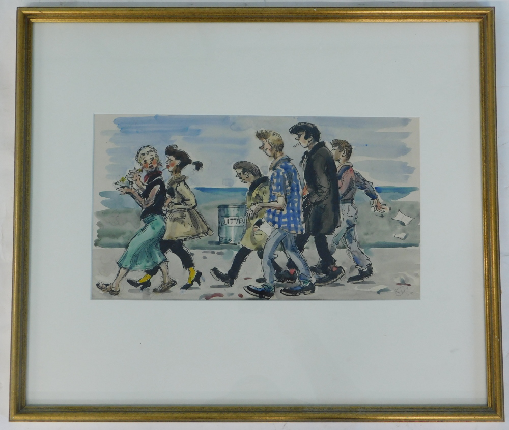 J. James Mason (Lincolnshire Artist). Teddy Boys, watercolour, initialled and dated (19)54, 21cm x 3 - Image 2 of 5