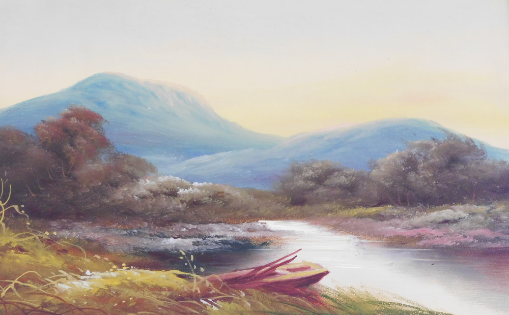 Early 19thC School. Landscape with river, coloured gouache, 30cm x 45cm another similar, print signe - Bild 3 aus 8