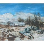 20thC School. Winter landscape, oil on canvas, indistinctly signed, 50cm x 59cm.