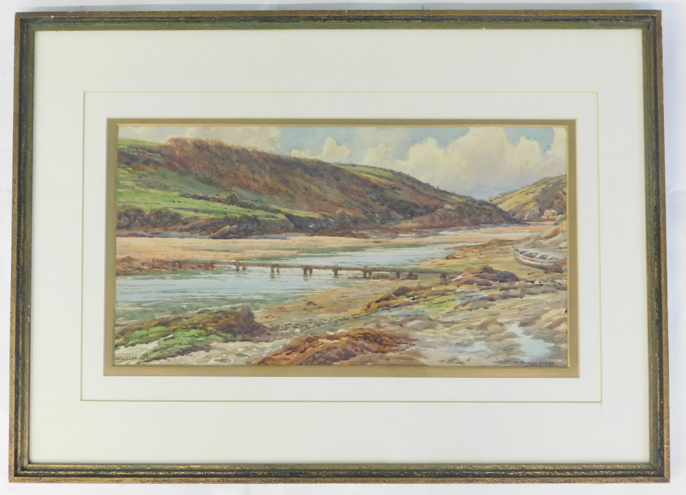 Douglas Houzen Pinder (1886-1949). Trethellan Footbridge, watercolour, signed and titled, 23cm x 43c - Bild 2 aus 6