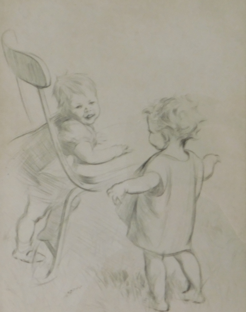 James Henry Dowd (1883-1956). Chidren playing, artist signed etching, 16cm x 12cm.