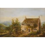 William Percy Rowbottom (1865-1943). Country cottage, oil on board, signed and dated (18)98, 19.5cm