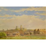 Len Roope (1917-2005). Lincoln from South West, watercolour, signed and titled, 22cm x 31cm.