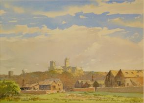 Len Roope (1917-2005). Lincoln from South West, watercolour, signed and titled, 22cm x 31cm.
