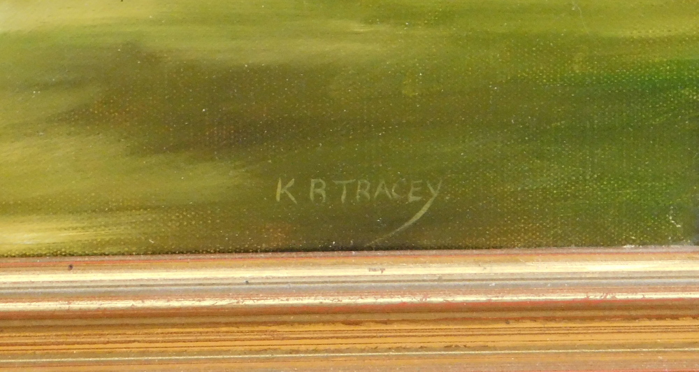 K.R. Tracey. Spot dog, oil on canvas, signed, 30cm x 25cm. - Image 3 of 5