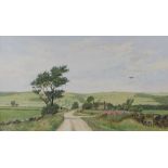 Malcolm Doughty (20thC). Country road, oil on board, signed, 21.5cm x 37cm.