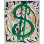 Ronnie Wood (b.1947). Dollar sign in the manner of Warhol 5, acrylic, signed, 43cm x 25cm. Provenanc