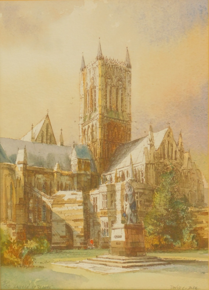 David C. Bell (b.1950). Lincoln Cathedral, artist signed and titled limited edition coloured print,