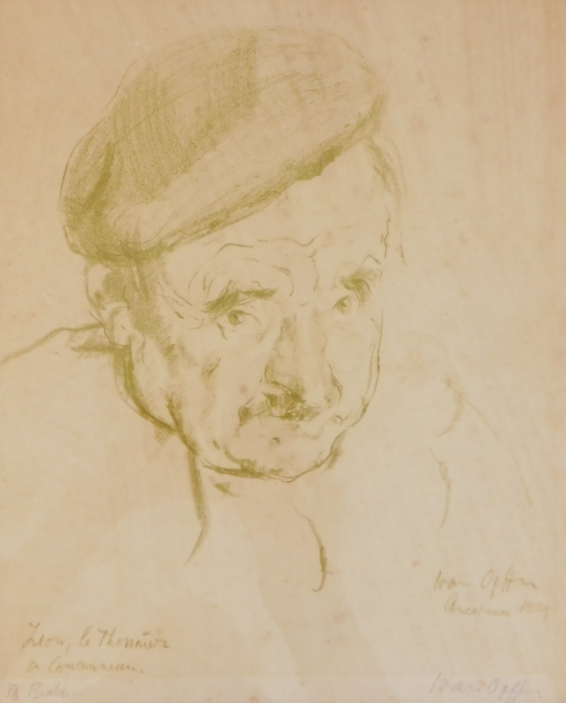 Ivan Opffer (1897-1980). Head and shoulders portrait, artist signed print, 29.5cm x 24.5cm.
