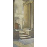 Laura L Howe. Norwich Cathedral Church, watercolour, signed and dated 1911, 56cm x 27cm. Label verso