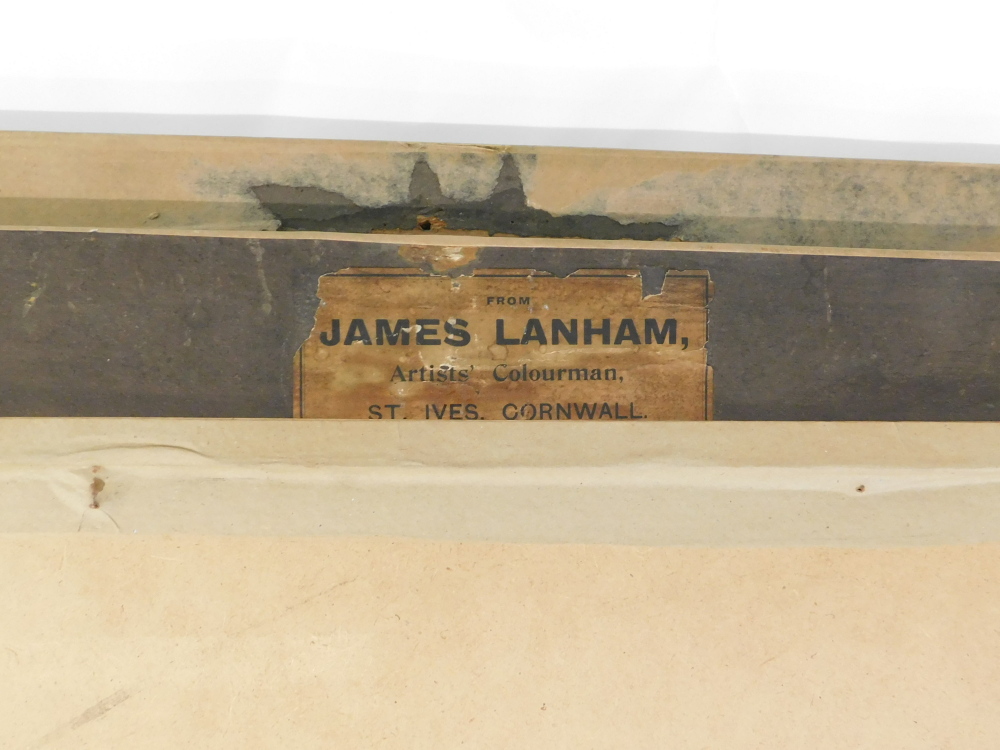19thC School. Street entertainer, watercolour, 70cm x 53cm. Label verso James Lanham, St. Ives, Corn - Bild 4 aus 4