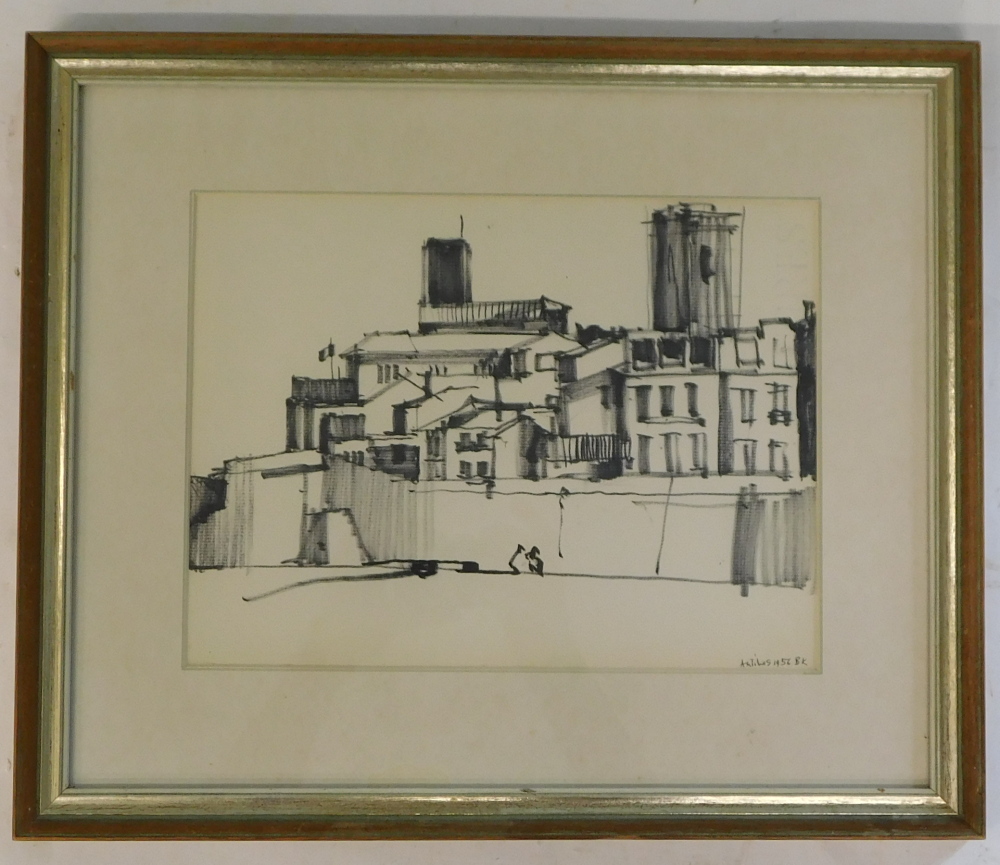 Bernard Kay (1927-2021). Antibes, drawing, titled and dated 1956, 23.5cm x 31cm. - Bild 2 aus 5