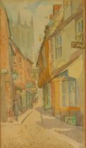E.G. Jones. Lincoln, watercolour, monogrammed, titled and dated 1929, 26.5cm x 15cm.