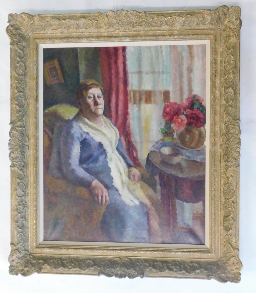 Attributed to Patricia Preece (1894-1966). Seated lady, oil on canvas, 60cm x 49cm. - Bild 2 aus 4