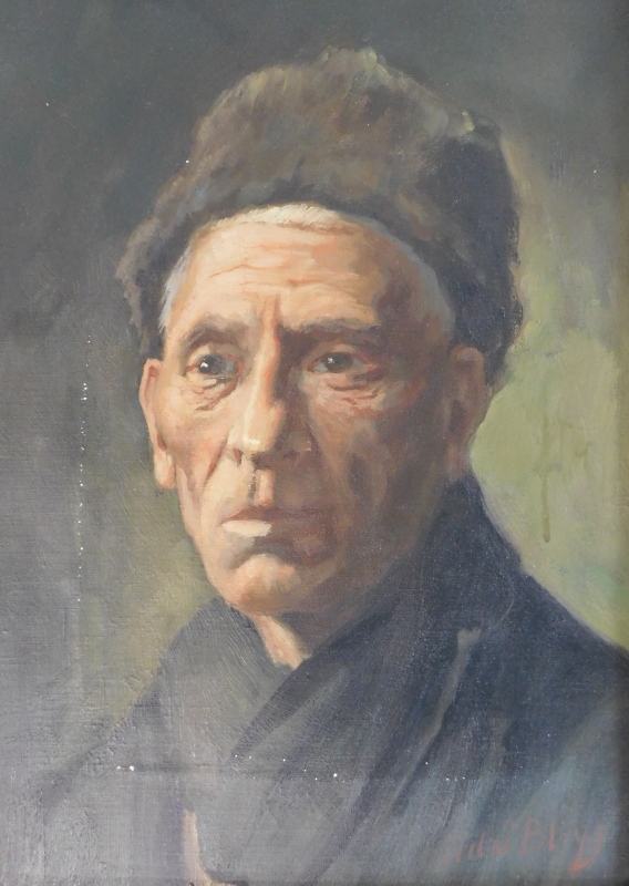 Portrait of an old man. Oil on canvas, signed, 39cm x 28cm. Label verso Pieter Breughel Amsterdam.