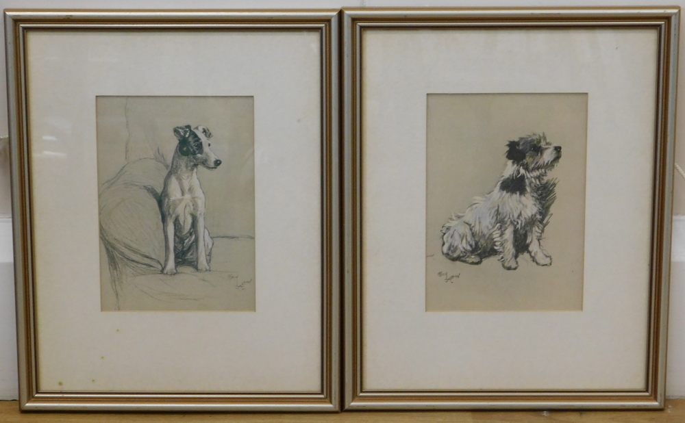 After Cecil Aldin. Dogs, two framed and mounted coloured prints, 14cm x 10cm (2).