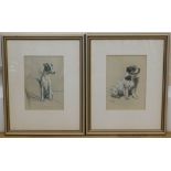 After Cecil Aldin. Dogs, two framed and mounted coloured prints, 14cm x 10cm (2).