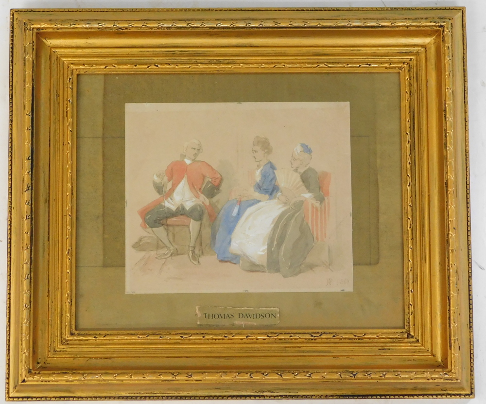 19thC School. The Meeting, watercolour, dated 1867, attributed to Thomas Davison on mount, 14cm x 16 - Bild 2 aus 6