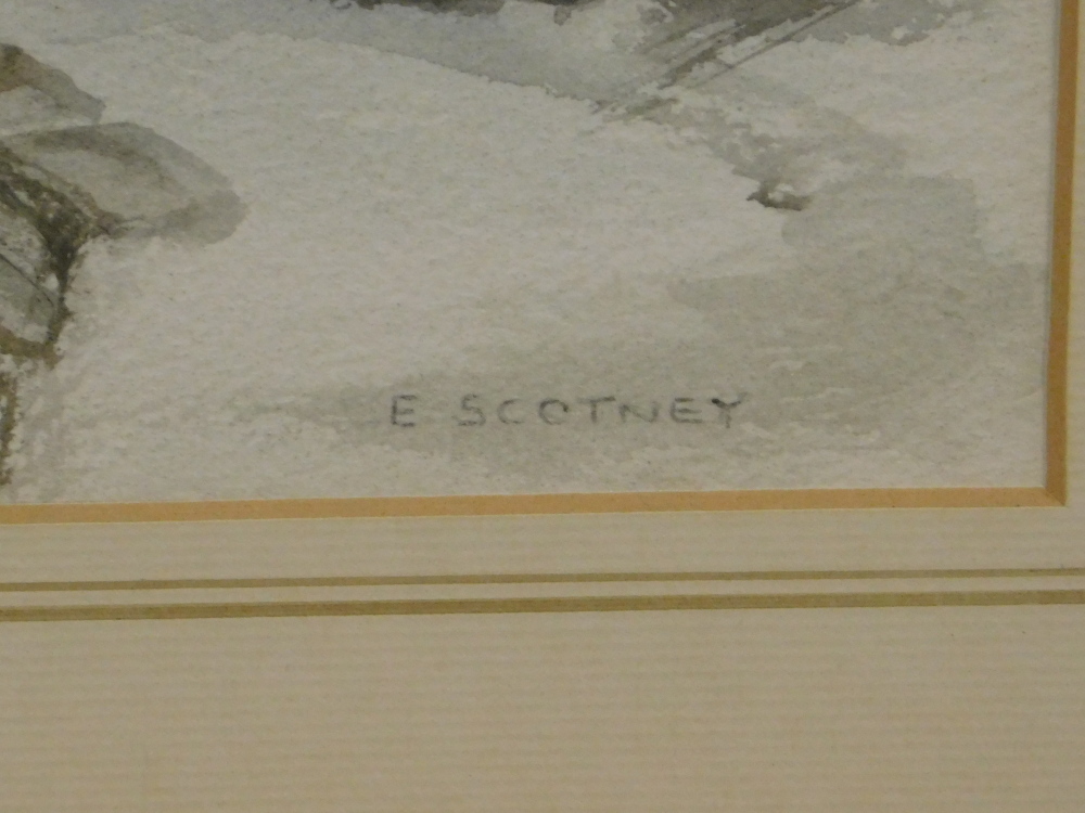 E. Scotney. Wells, Norfolk, watercolour, signed and titled, 23cm x 24.5cm. - Image 3 of 5