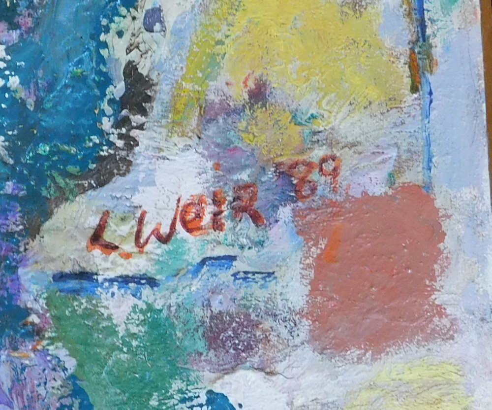 Linda Weir. Crashing sea Hemmick Lemon, oil on canvas, signed and titled verso, dated (19)89, 101cm - Image 3 of 5