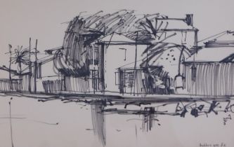 Bernard Kay (1927-2021). Antibes, drawing, initialled, titled, dated 1956, 19cm x 30cm.