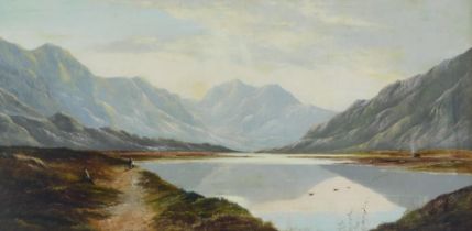 Charles Leslie (1835-1890). Mountain landscape with lakes, oil on canvas - pair, signed and dated, 2