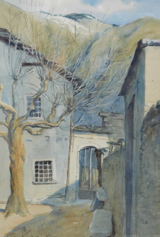 20thC School. Court Yard, watercolour, signed and initialled, 25cm x 17cm.