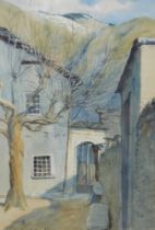 20thC School. Court Yard, watercolour, signed and initialled, 25cm x 17cm.