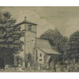 After Deighton. Bracebridge Church, Lincoln, signed engraving, 13cm x 16cm.