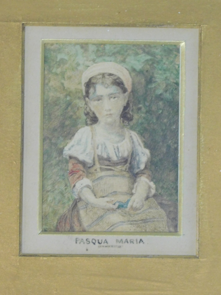 19thC School. Maria Paequa, watercolour, 6.5cm x 5cm with glass negative and Magdalen Goffin 1 Vol ( - Image 2 of 7