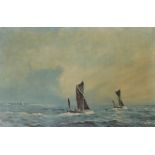 After W.F. Burton. Out of Harwich, gilt framed coloured print on canvas, 47cm x 73cm.