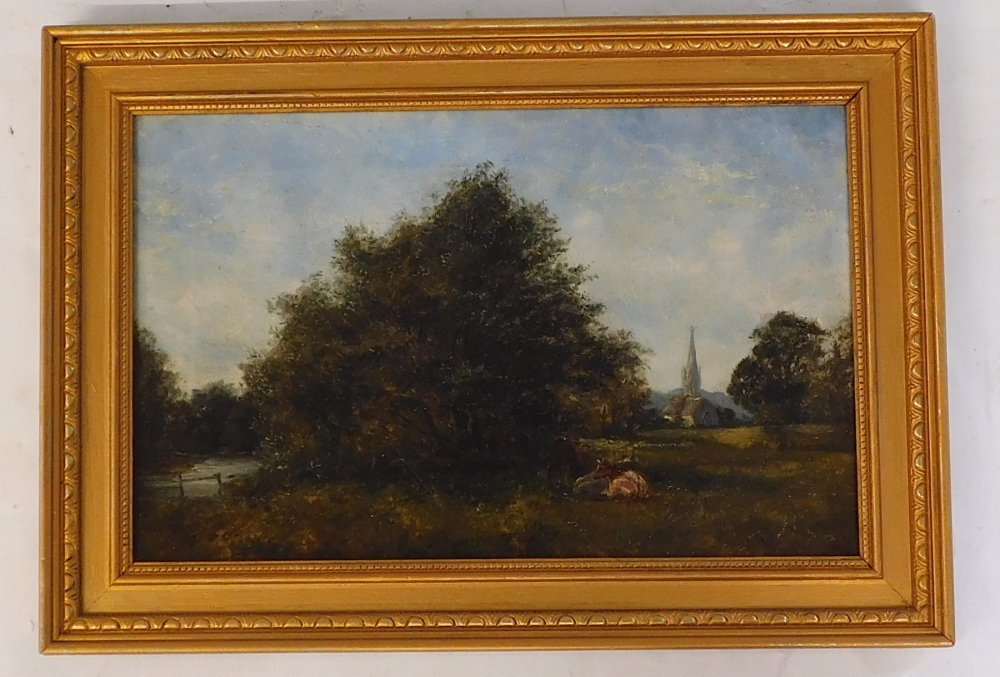 19thC British School. Sherbourne Warwick, oil on canvas, titled and dated verso, 21.5cm x 34cm. - Bild 2 aus 4