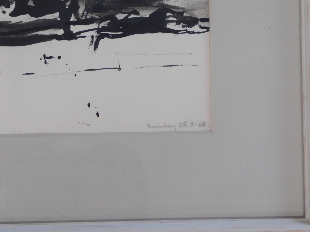 Bernard Kay (1927-2021). Landscape - Sunday, drawing, titled and dated 29.8.68, 16.5cm x 24cm. - Image 3 of 5