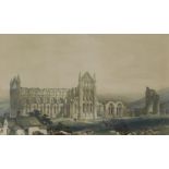 G. Hawkins after W. Richardson. Whitby Abbey from the North East, coloured lithograph, with personal