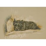 Mac. Black Terrier, pastel drawing, signed, 13cm x 17.5cm.