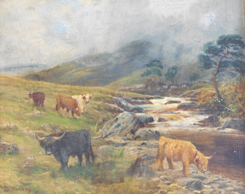 Charles William Middleton (1878-1952). Cattle at waters edge, oil on canvas, signed and dated 1904, - Image 2 of 6