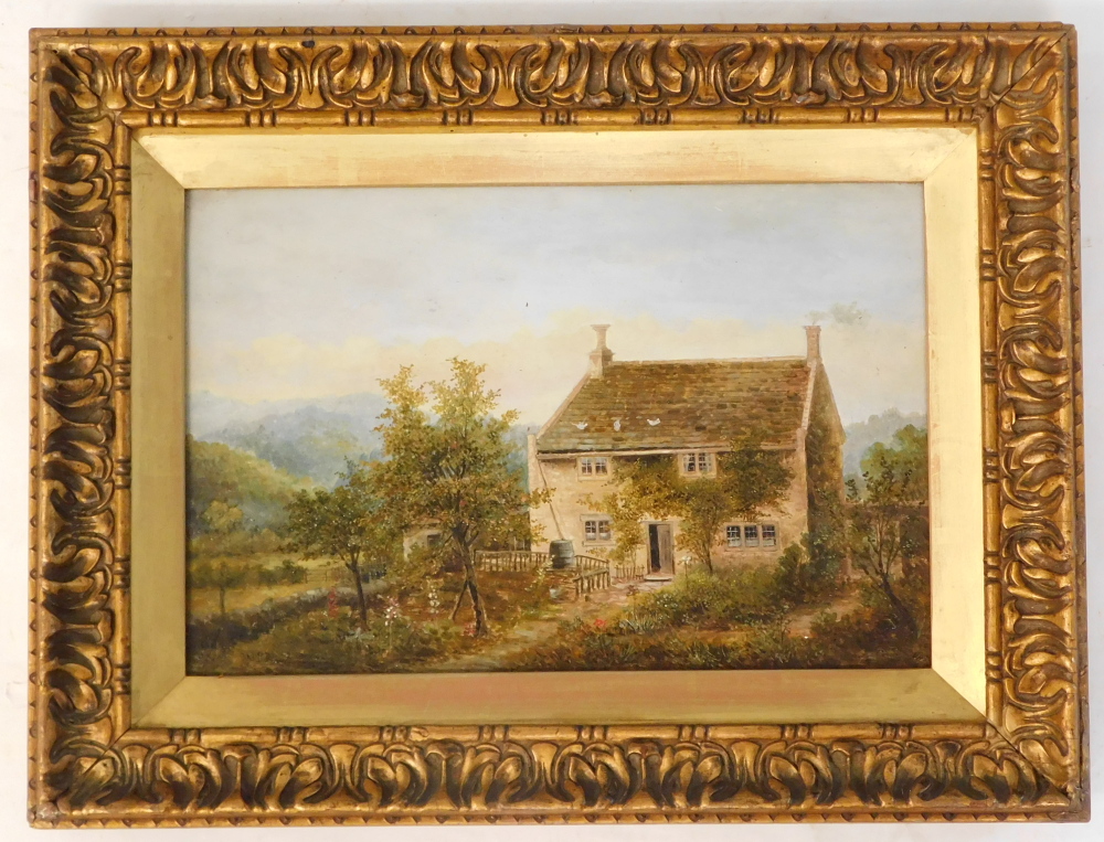 William Percy Rowbottom (1865-1943). Country cottage, oil on board, signed and dated (18)98, 19.5cm - Image 2 of 5